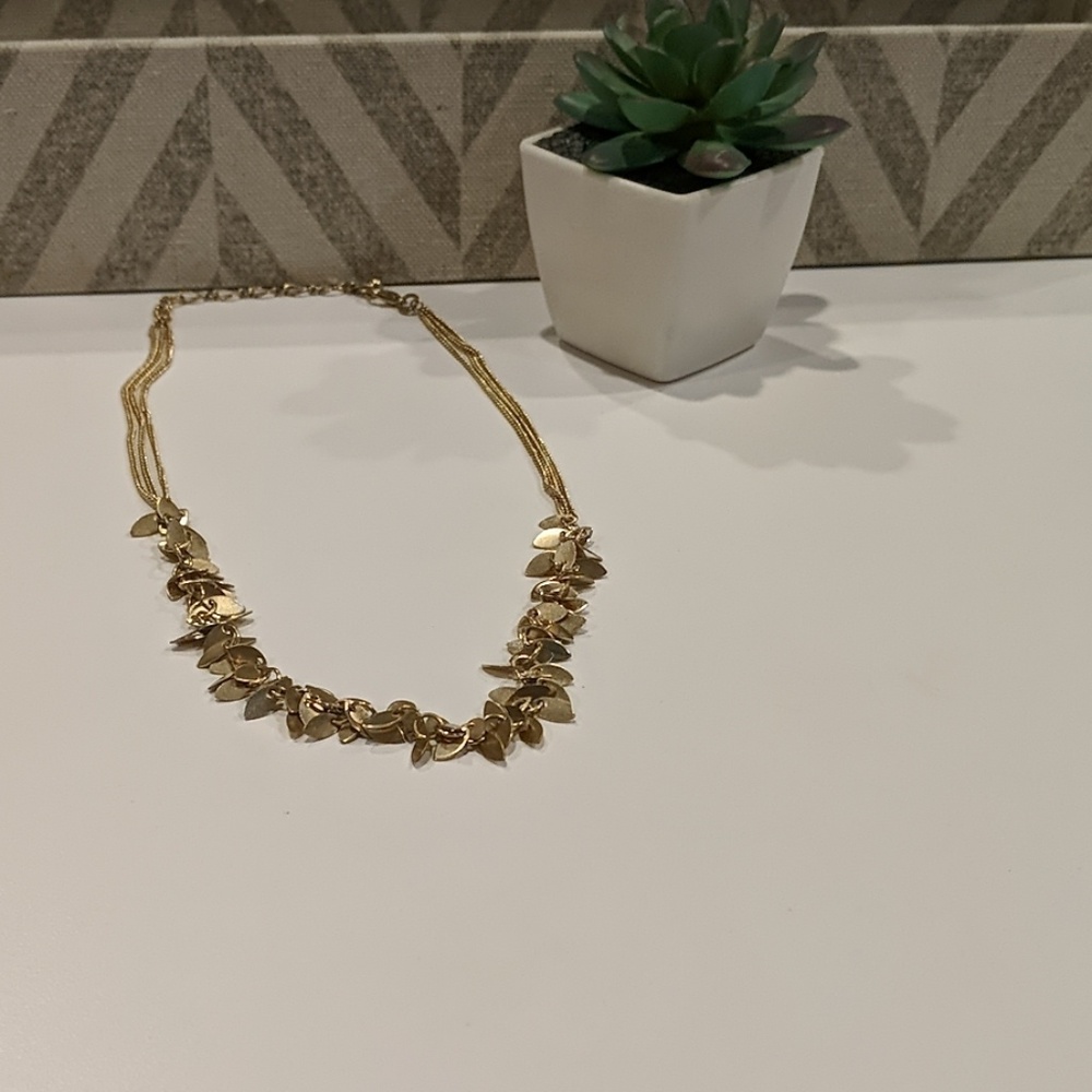 Gold Tone Leaf Necklace